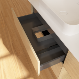 Тумба під раковину Villeroy & Boch Finion 120х50,1 см із підсвічуванням МДФ шпон дуба/скло біле матове G691PCPC