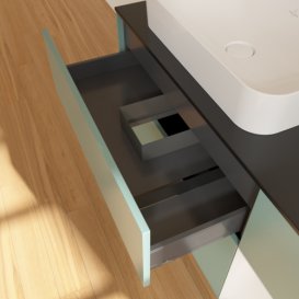 Тумба під раковину Villeroy & Boch Finion 120х50,1 см із підсвічуванням МДФ оливковий матовий лак/скло чорне матове G692GFGM