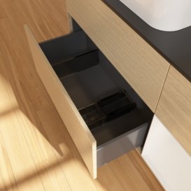 Тумба под раковину Villeroy & Boch Finion 120х50,1 см с подсветкой МДФ шпон дуба/стекло черное матовое G692GFPC