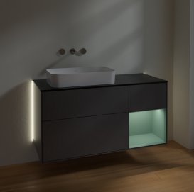  	Тумба під раковину Villeroy & Boch Finion 120х50,1 см з підсвічуванням антрацит матовий лак/скло чорне матове G692GMGK