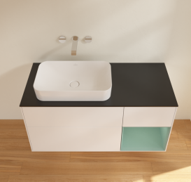 Тумба під раковину Villeroy & Boch Finion 120х50,1 см із підсвічуванням МДФ білий матовий лак/скло чорне матове G692GMMT