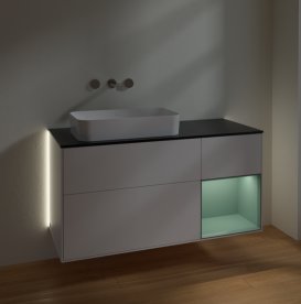 Тумба під раковину Villeroy & Boch Finion 120х50,1 см із підсвічуванням МДФ білий матовий лак/скло чорне матове G692GMMT