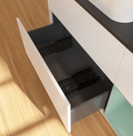 Тумба під раковину Villeroy & Boch Finion 120х50,1 см із підсвічуванням МДФ білий матовий лак/скло чорне матове G692GMMT