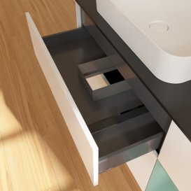 Тумба під раковину Villeroy & Boch Finion 120х50,1 см із підсвічуванням МДФ білий матовий лак/скло чорне матове G692GMMT