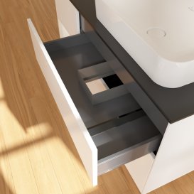 Тумба под раковину Villeroy & Boch Finion 120х50,1 см с подсветкой МДФ белый матовый лак/стекло черное матовое G682GFMT