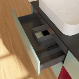 Тумба під раковину Villeroy & Boch Finion 120х50,1 см із підсвічуванням МДФ оливковий матовий лак/скло чорне матове G692HBGM