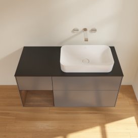 Тумба под раковину Villeroy & Boch Finion 120х50,1 см с подсветкой МДФ антрацит матовый лак/стекло черное матовое G682GNGK