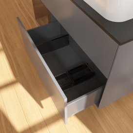 Тумба под раковину Villeroy & Boch Finion 120х50,1 см с подсветкой МДФ антрацит матовый лак/стекло черное матовое G682GNGK