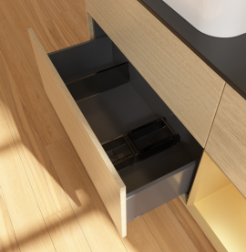 Тумба под раковину Villeroy & Boch Finion 120х50,1 см с подсветкой МДФ шпон дуба/стекло черное матовое G692HFPC