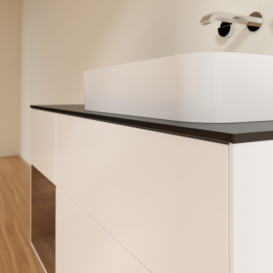 Тумба под раковину Villeroy & Boch Finion 120х50,1 см с подсветкой МДФ белый матовый лак/стекло черное матовое G682GNMT