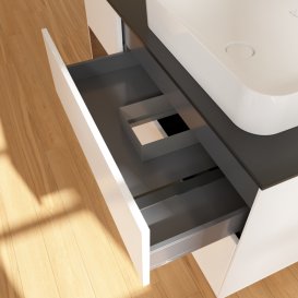 Тумба под раковину Villeroy & Boch Finion 120х50,1 см с подсветкой МДФ белый матовый лак/стекло черное матовое G682GNMT