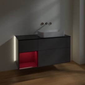 Тумба під раковину Villeroy & Boch Finion 120х50,1 см із підсвічуванням МДФ антрацит матовий лак/скло чорне матове G682HBGK