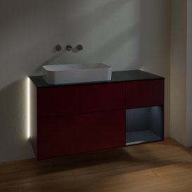 Тумба под раковину Villeroy & Boch Finion 120х50,1 см с подсветкой МДФ пион матовый лак/стекло черное матовое G692HGHB