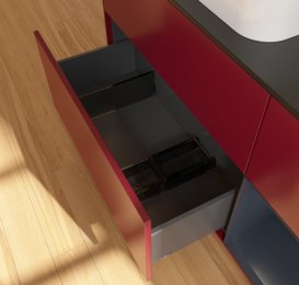 Тумба под раковину Villeroy & Boch Finion 120х50,1 см с подсветкой МДФ пион матовый лак/стекло черное матовое G692HGHB