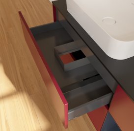 Тумба под раковину Villeroy & Boch Finion 120х50,1 см с подсветкой МДФ пион матовый лак/стекло черное матовое G692HGHB