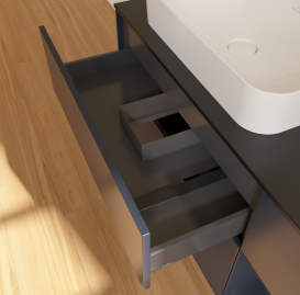 Тумба под раковину Villeroy & Boch Finion 120х50,1 см с подсветкой МДФ темно-синий матовый лак/стекло черное матовое G692HGHG