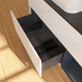 Тумба під раковину Villeroy & Boch Finion 120х50,1 см із підсвічуванням МДФ білий матовий лак/скло чорне матове G692HGMT