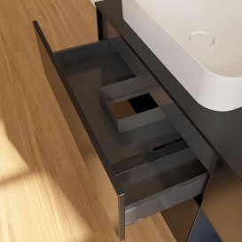 Тумба под раковину Villeroy & Boch Finion 120х50,1 см с подсветкой МДФ черный матовый лак/стекло черное матовое G692HGPD