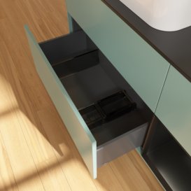 Тумба под раковину Villeroy & Boch Finion 120х50,1 см с подсветкой МДФ оливковый матовый лак/стекло черное матовое G692PDGM