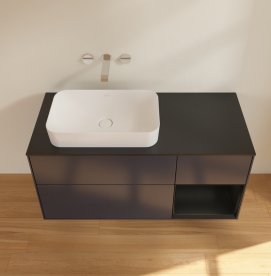 Тумба под раковину Villeroy & Boch Finion 120х50,1 см с подсветкой МДФ темно-синий матовый лак/стекло черное матовое G692PDHG