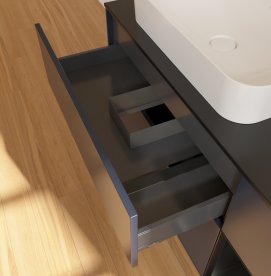 Тумба под раковину Villeroy & Boch Finion 120х50,1 см с подсветкой МДФ темно-синий матовый лак/стекло черное матовое G692PDHG