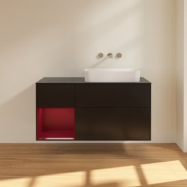 Тумба під раковину Villeroy & Boch Finion 120х50,1 см із підсвічуванням МДФ чорний матовий лак/скло чорне матове G682HBPD