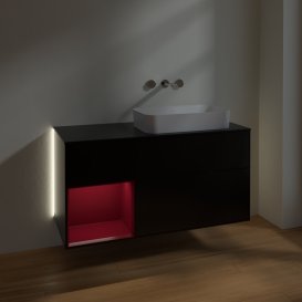 Тумба під раковину Villeroy & Boch Finion 120х50,1 см із підсвічуванням МДФ чорний матовий лак/скло чорне матове G682HBPD