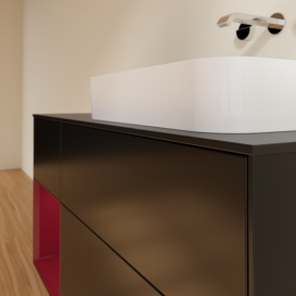 Тумба під раковину Villeroy & Boch Finion 120х50,1 см із підсвічуванням МДФ чорний матовий лак/скло чорне матове G682HBPD