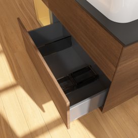 Тумба под раковину Villeroy & Boch Finion 120х50,1 см с подсветкой МДФ шпон грецкого ореха/стекло черное матовое G682HFGN