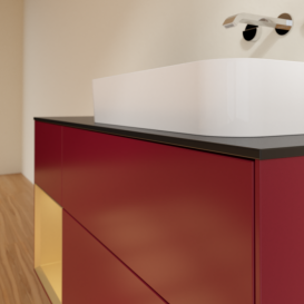 Тумба под раковину Villeroy & Boch Finion 120х50,1 см с подсветкой МДФ пион матовый лак/стекло черное матовое G682HFHB