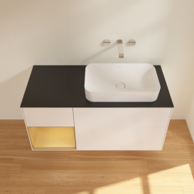 Тумба под раковину Villeroy & Boch Finion 120х50,1 см с подсветкой МДФ белый матовый лак/стекло черное матовое G682HFMT