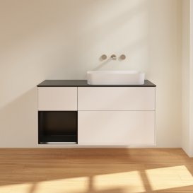 Тумба под раковину Villeroy & Boch Finion 120х50,1 см с подсветкой МДФ белый матовый лак/стекло черное матовое G682PDMT