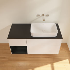 Тумба под раковину Villeroy & Boch Finion 120х50,1 см с подсветкой МДФ белый матовый лак/стекло черное матовое G682PDMT