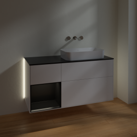 Тумба под раковину Villeroy & Boch Finion 120х50,1 см с подсветкой МДФ белый матовый лак/стекло черное матовое G682PDMT