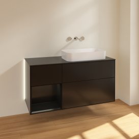 Тумба под раковину Villeroy & Boch Finion 120х50,1 см с подсветкой МДФ черный матовый лак/стекло черное матовое G682PDPD