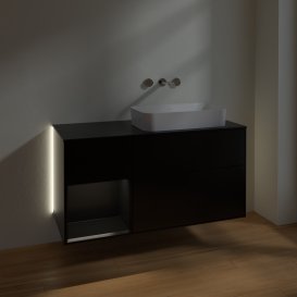 Тумба под раковину Villeroy & Boch Finion 120х50,1 см с подсветкой МДФ черный матовый лак/стекло черное матовое G682PDPD