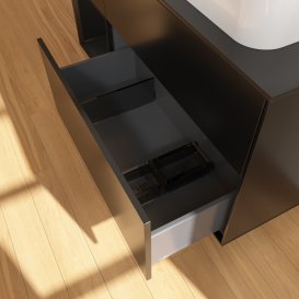 Тумба под раковину Villeroy & Boch Finion 120х50,1 см с подсветкой МДФ черный матовый лак/стекло черное матовое G682PDPD