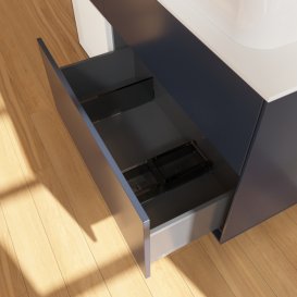 Тумба под раковину Villeroy & Boch Finion 120х50,1 см с подсветкой МДФ темно-синий матовый лак/стекло белое матовое G681GFHG