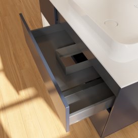 Тумба под раковину Villeroy & Boch Finion 120х50,1 см с подсветкой МДФ темно-синий матовый лак/стекло белое матовое G681GFHG