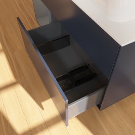 Тумба под раковину Villeroy & Boch Finion 120х50,1 см с подсветкой МДФ темно-синий матовый лак/стекло белое матовое G681GKHG