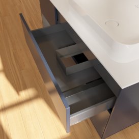 Тумба под раковину Villeroy & Boch Finion 120х50,1 см с подсветкой МДФ темно-синий матовый лак/стекло белое матовое G681GKHG