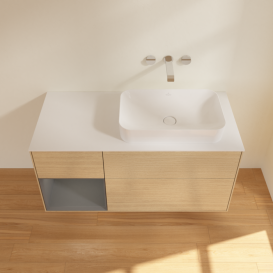 Тумба под раковину Villeroy & Boch Finion 120х50,1 см с подсветкой МДФ шпон дуба/стекло белое матовое G681GKPC