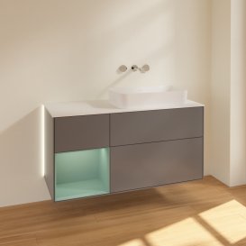 Тумба под раковину Villeroy & Boch Finion 120х50,1 см с подсветкой МДФ антрацит матовый лак/стекло белое матовое G681GMGK