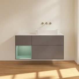 Тумба под раковину Villeroy & Boch Finion 120х50,1 см с подсветкой МДФ антрацит матовый лак/стекло белое матовое G681GMGK