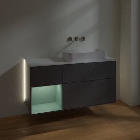 Тумба под раковину Villeroy & Boch Finion 120х50,1 см с подсветкой МДФ антрацит матовый лак/стекло белое матовое G681GMGK
