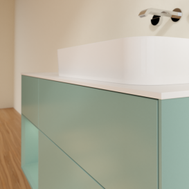 Тумба під раковину Villeroy & Boch Finion 120х50,1 см із підсвічуванням МДФ оливковий матовий лак/скло біле матове G681GMGM