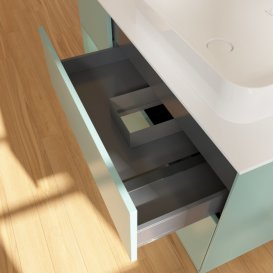 Тумба під раковину Villeroy & Boch Finion 120х50,1 см із підсвічуванням МДФ оливковий матовий лак/скло біле матове G681GMGM