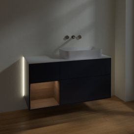 Тумба под раковину Villeroy & Boch Finion 120х50,1 см с подсветкой МДФ темно-синий матовый лак/стекло белое матовое G681GNHG