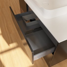 Тумба под раковину Villeroy & Boch Finion 120х50,1 см с подсветкой МДФ черный матовый лак/стекло белое матовое F701GNPD