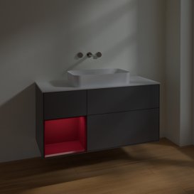 Тумба под раковину Villeroy & Boch Finion 120х50,1 см с подсветкой МДФ антрацит матовый лак/стекло белое матовое F701HBGK